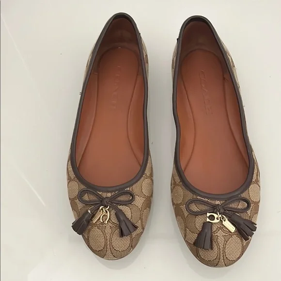 Coach Women's Brown Ballet Flats - Picture 1 of 5
